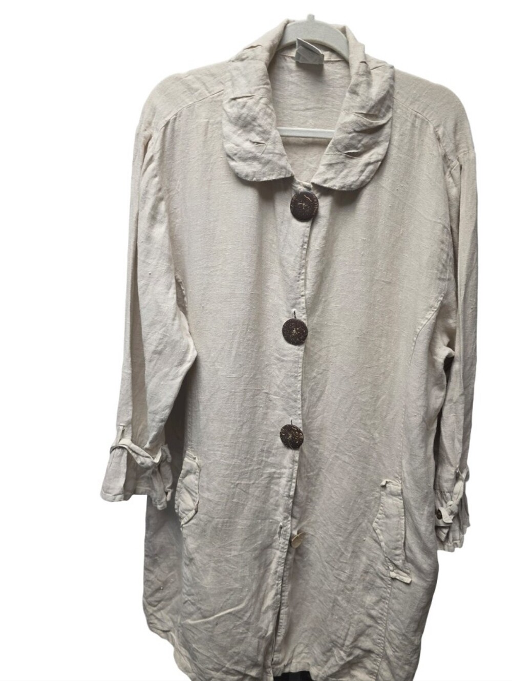 DONNA Vintage Womens Cream 100% Linen Jacket Size XL